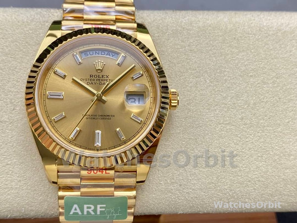 Replica Heren Rolex Day-Date 40-m228238 0005, Geelgoud, Champagne wijzerplaat