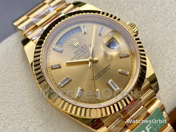 Replica Heren Rolex Day-Date 40-m228238 0005, Geelgoud, Champagne wijzerplaat