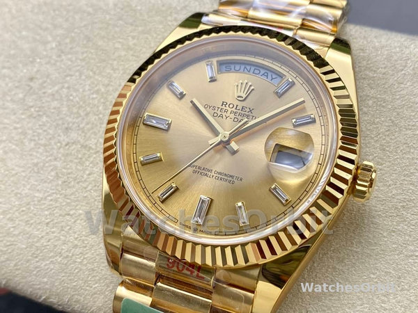 Replica Heren Rolex Day-Date 40-m228238 0005, Geelgoud, Champagne wijzerplaat