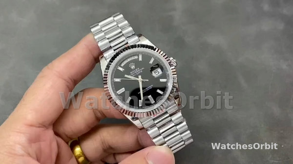 Men's Rolex Day-Date-228239 0005, 40mm, Black Diamond Dial, Fluted Bezel, Men’s Black