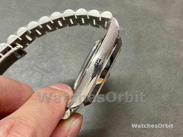 Replica Rolex Day-Date 40-228206 voor heren, Arabisch, Platina, Olijf wijzerplaat, Groene wijzerplaat
