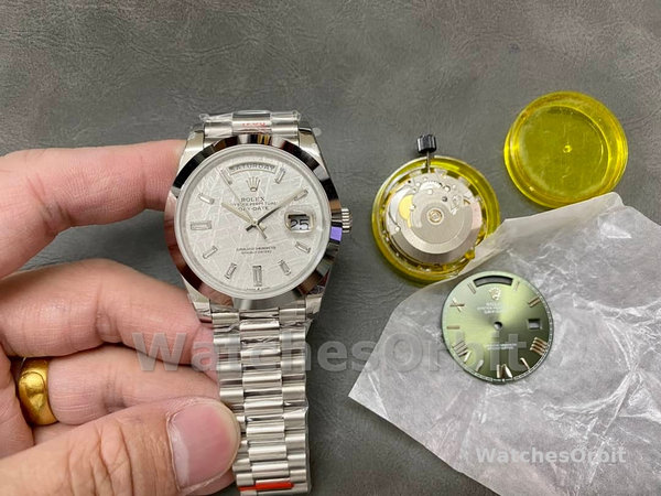 Replica Heren Rolex Day-Date 40-228206 0036, Platina, Meteoriet Baguette Wijzerplaat, Heren Meteoriet Wijzerplaat