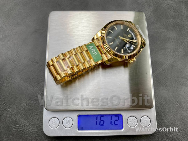 Replica Heren Rolex Day-Date 40-m228238 0067, Geelgoud, President, zwarte wijzerplaat