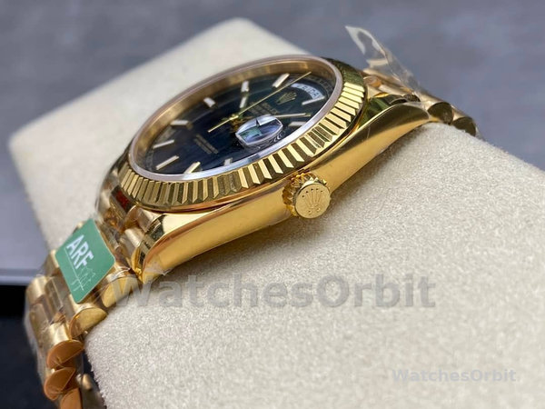 Replica Heren Rolex Day-Date 40-m228238 0067, Geelgoud, President, zwarte wijzerplaat