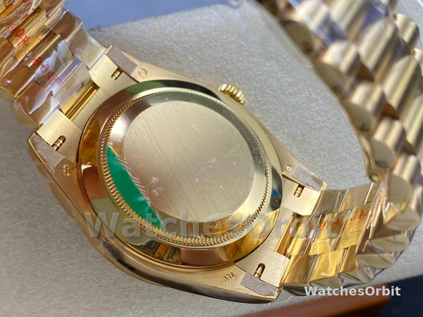 Replica Heren Rolex Day-Date 40-m228238 0067, Geelgoud, President, zwarte wijzerplaat
