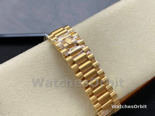 Replica Heren Rolex Day-Date 40-m228238 0067, Geelgoud, President, zwarte wijzerplaat