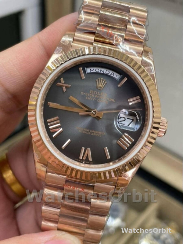 Replica Heren Rolex Day Date 40-m228235 0055, 40mm, 18K Everose Goud, Grijs