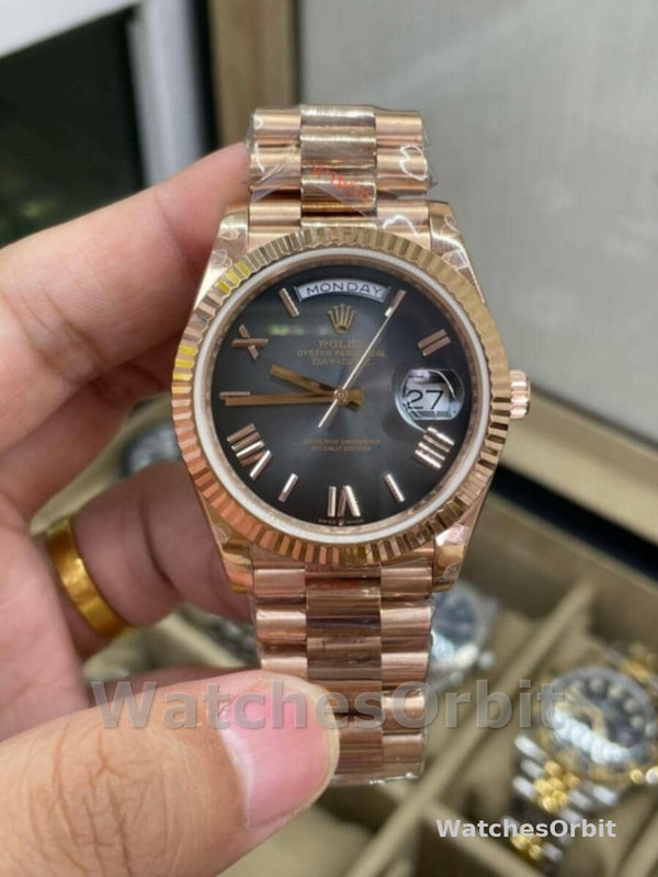 Replica Heren Rolex Day Date 40-m228235 0055, 40mm, 18K Everose Goud, Grijs
