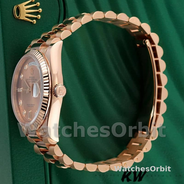 Replica Rolex Day-Date 36mm unisex-m128235 0009-Evergoud-Roze Wijzerplaat Roze Roze