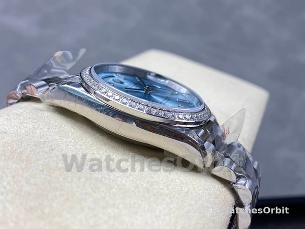 Replica Heren Rolex Day Date 36-M128235 0085, Evergoud, Blauwgroene wijzerplaat, Oyster