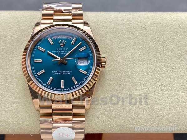 Replica Rolex Day Date 36-128238 0132 voor heren, champagne wijzerplaat, geelgouden armband
