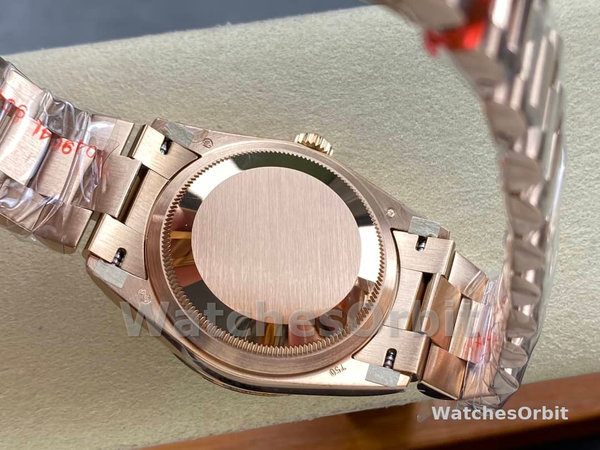 Replica Rolex Day Date 36-128238 0132 voor heren, champagne wijzerplaat, geelgouden armband