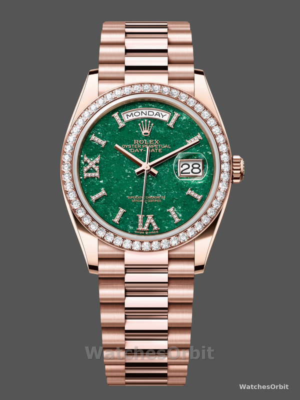 Rolex Day Date Oyster 36 mm Everose Gold Diamonds Bezel M128345RBR 0068