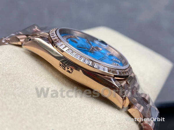 Replica Rolex Day Date 36-128238 0132 voor heren, champagne wijzerplaat, geelgouden armband