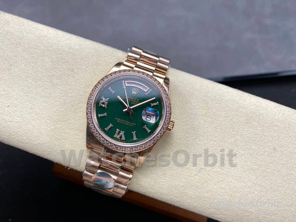Replica Rolex Day Date 36-128238 0132 voor heren, champagne wijzerplaat, geelgouden armband