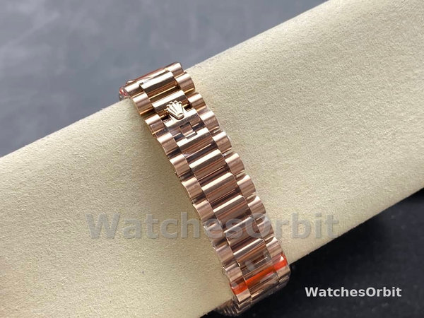 Replica Rolex Day Date 36-128238 0132 voor heren, champagne wijzerplaat, geelgouden armband