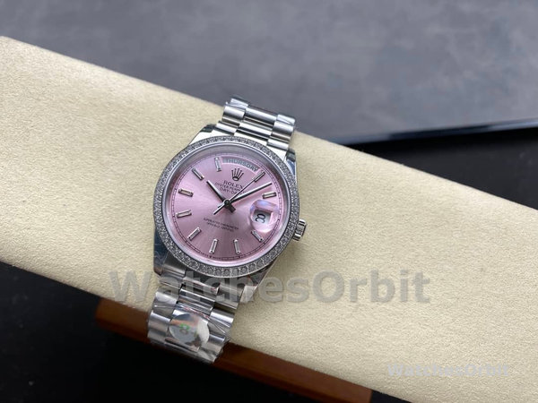 Replica Rolex Day Date 36-m128236 0023 voor heren, 36 mm, helderblauwe wijzerplaat met diamant bezet, geribbelde lunette, President