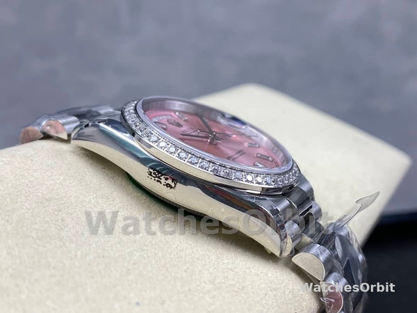 Replica Rolex Day Date 36-m128236 0023 voor heren, 36 mm, helderblauwe wijzerplaat met diamant bezet, geribbelde lunette, President