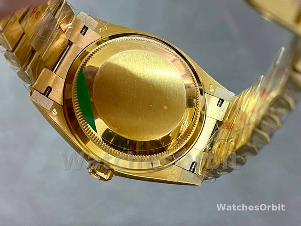 Replica Dames Rolex Day-Date 36-36mm, Saffier spiegel, Tijgeroog wijzerplaat, President, gele wijzerplaat