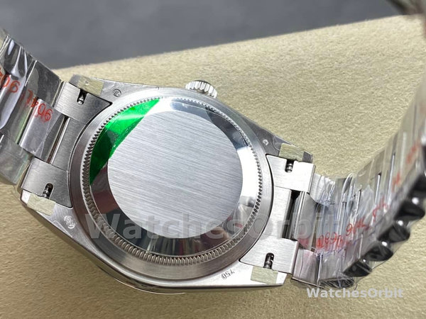 Replica Rolex Day Date 36-m128236 0023 voor heren, 36 mm, helderblauwe wijzerplaat met diamant bezet, geribbelde lunette, President