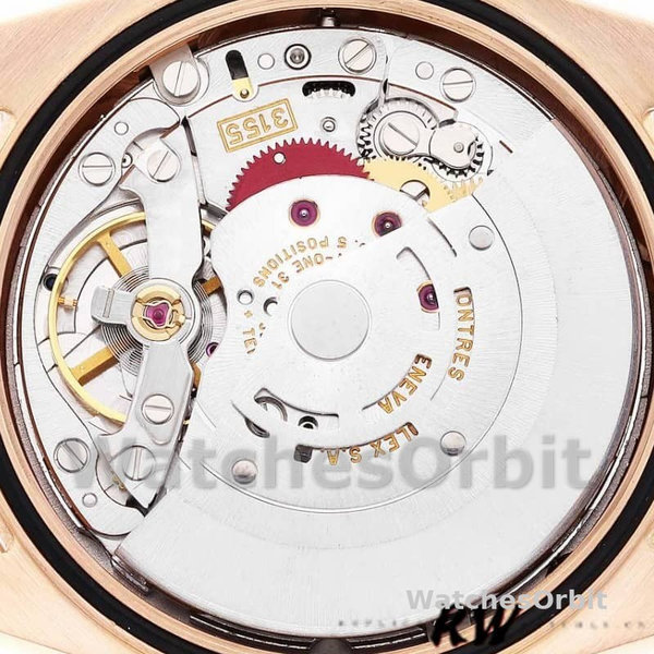 Replica Rolex President Day-Date 36mm unisex-118205-Rose Gold-Black Dial Zwart