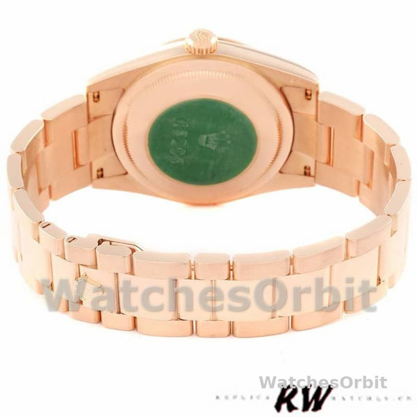 Replica Rolex President Day-Date 36mm unisex-118205-Rose Gold-Black Dial Zwart