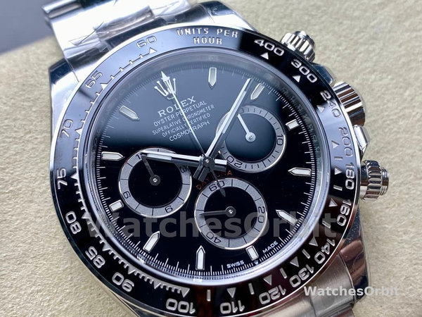 Replique Hommes Rolex Cosmograph Daytona 40MM Oystersteel M126500LN - 2024 Edition Black