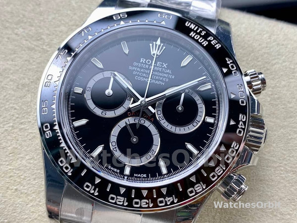 Replique Hommes Rolex Cosmograph Daytona 40MM Oystersteel M126500LN - 2024 Edition Black