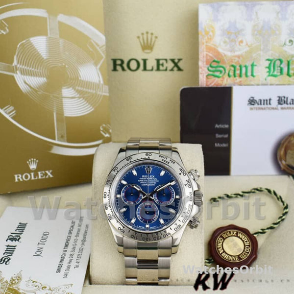 Mens Rolex Cosmograph Daytona-116509, 40mm, Blue Index Dial, Men’s Blue Replica Watch Image