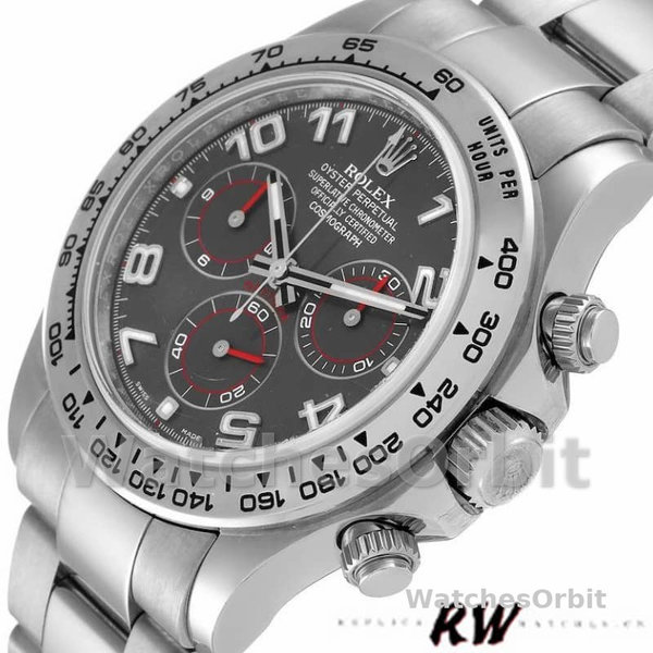 Mens Rolex Cosmograph Daytona-116509, 40mm, White Gold, Gray Arabic Dial, Men’s Grey Replica Watch Image