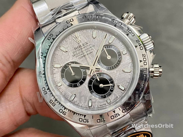 Replica Rolex Cosmograph Daytona-116509, 40 mm, quadrante grigio meteorite, Uomo, grigio meteorite
