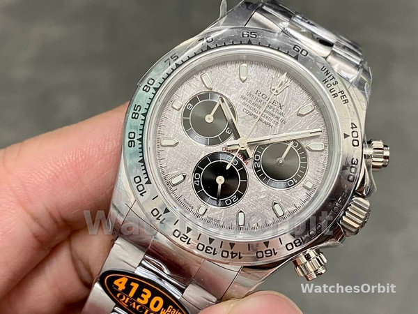Replica Rolex Cosmograph Daytona-116509, 40 mm, quadrante grigio meteorite, Uomo, grigio meteorite