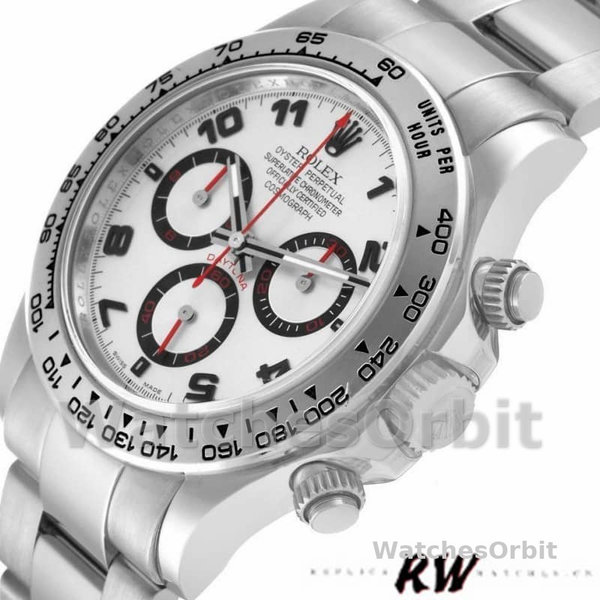 Rolex Cosmograph Daytona 116509 Silver Arabic Dial White Gold 40MM Mens Replica Watch