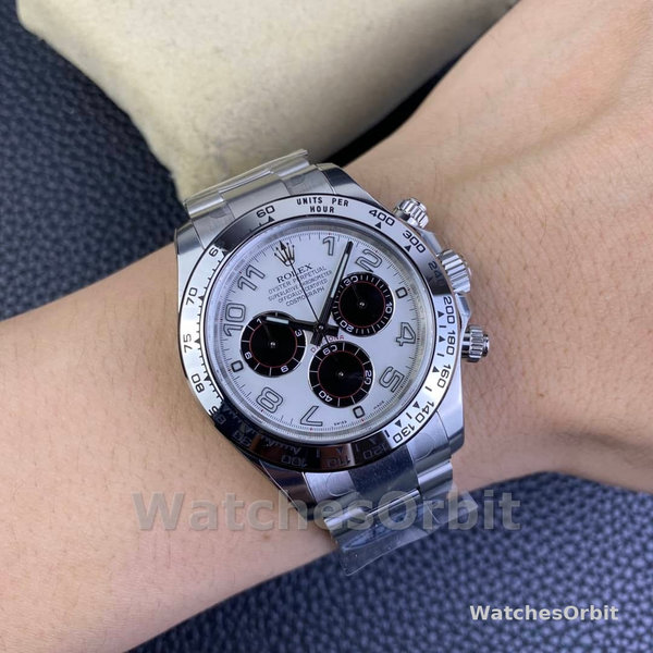 Replica Heren Rolex Cosmograph Daytona-116509, 40mm, Witgoud, Witte Arabische Wijzerplaat
