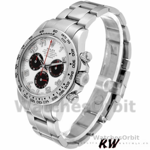 Replica Heren Rolex Cosmograph Daytona-116509, 40mm, Witgoud, Witte Arabische Wijzerplaat