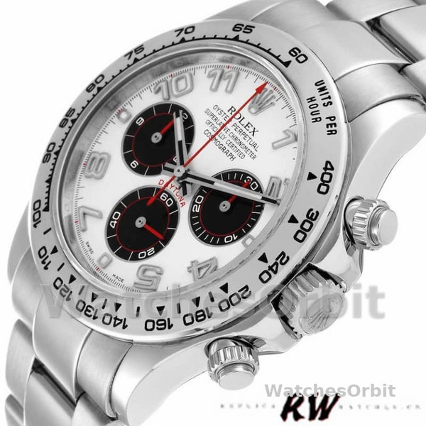 Replica Heren Rolex Cosmograph Daytona-116509, 40mm, Witgoud, Witte Arabische Wijzerplaat
