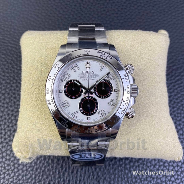 Replica Heren Rolex Cosmograph Daytona-116509, 40mm, Witgoud, Witte Arabische Wijzerplaat