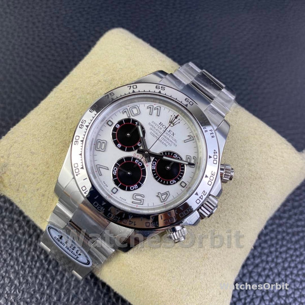 Replica Heren Rolex Cosmograph Daytona-116509, 40mm, Witgoud, Witte Arabische Wijzerplaat