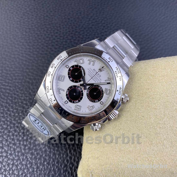 Replica Heren Rolex Cosmograph Daytona-116509, 40mm, Witgoud, Witte Arabische Wijzerplaat
