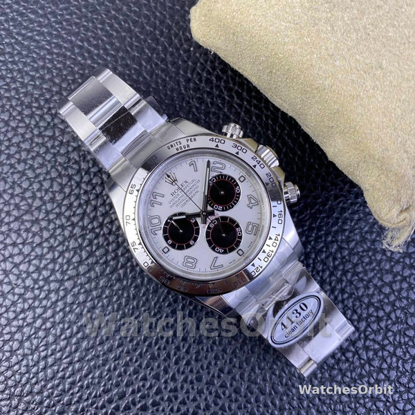 Replica Heren Rolex Cosmograph Daytona-116509, 40mm, Witgoud, Witte Arabische Wijzerplaat