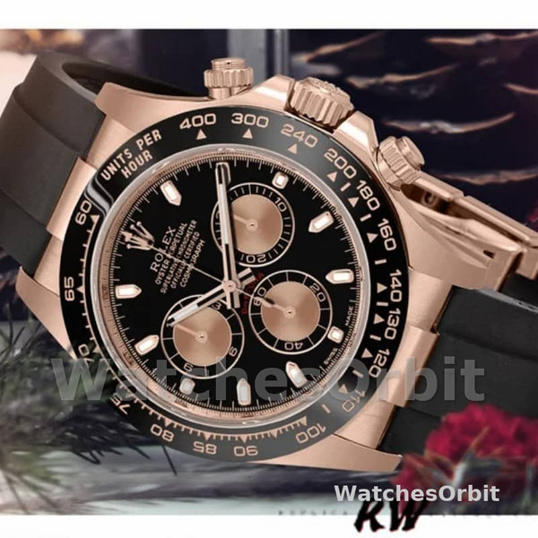 Replica Rolex Cosmograph Daytona 40mm Heren-116515LN-Rose Gold-Black Dial Zwart