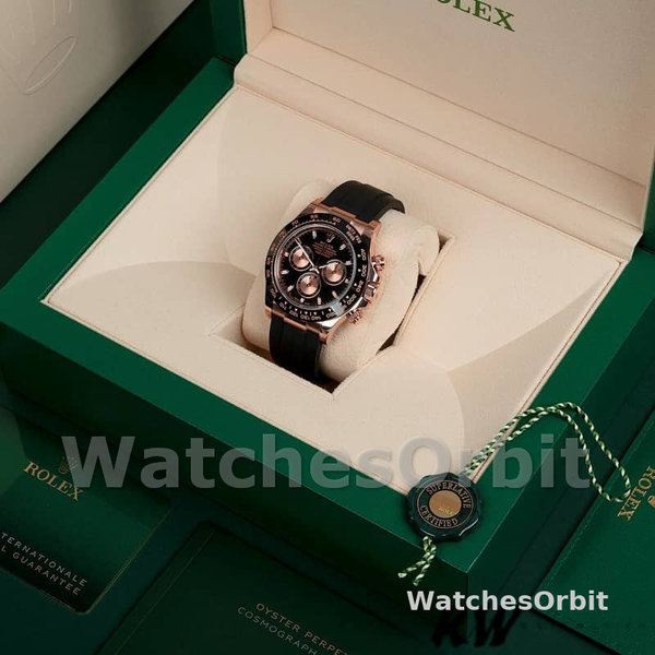 Replica Rolex Cosmograph Daytona 40mm Heren-116515LN-Rose Gold-Black Dial Zwart