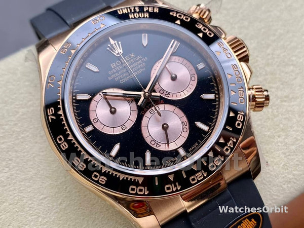 Replica Rolex Cosmograph Daytona 40mm Heren-116515LN-Rose Gold-Black Dial Zwart