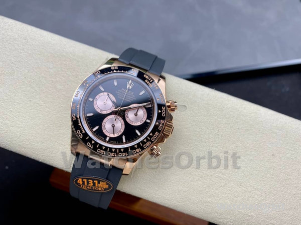 Replica Rolex Cosmograph Daytona 40mm Heren-116515LN-Rose Gold-Black Dial Zwart