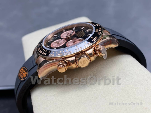 Replica Rolex Cosmograph Daytona 40mm Heren-116515LN-Rose Gold-Black Dial Zwart