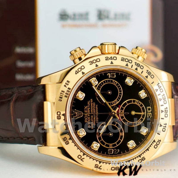 Mens Rolex Cosmograph Daytona 40mm Mens-116518-Black Dial Black Replica Image