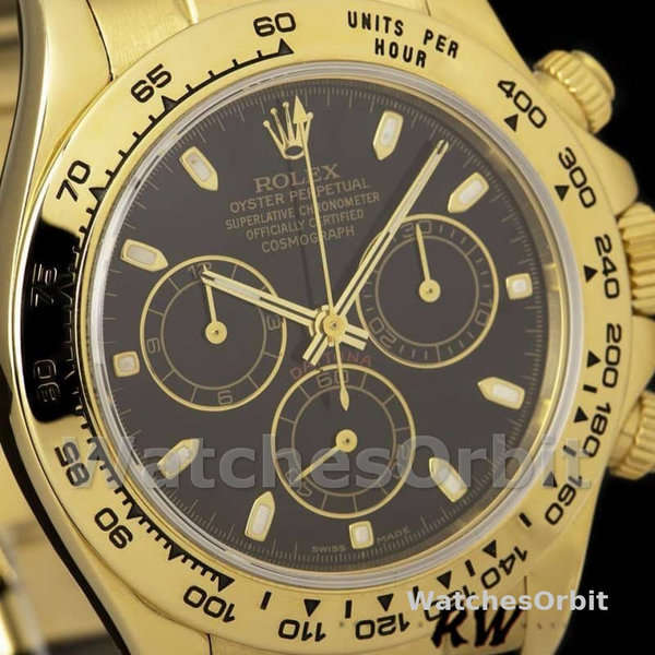 Men's Rolex Cosmograph Daytona 40mm Men's-116518-Black Leather Strap Black