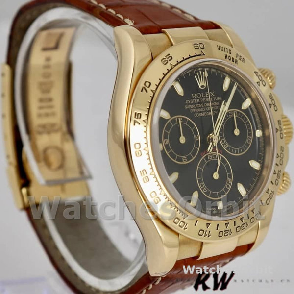 Men's Rolex Cosmograph Daytona 40mm Men's-116518-Brown Leather Strap Black