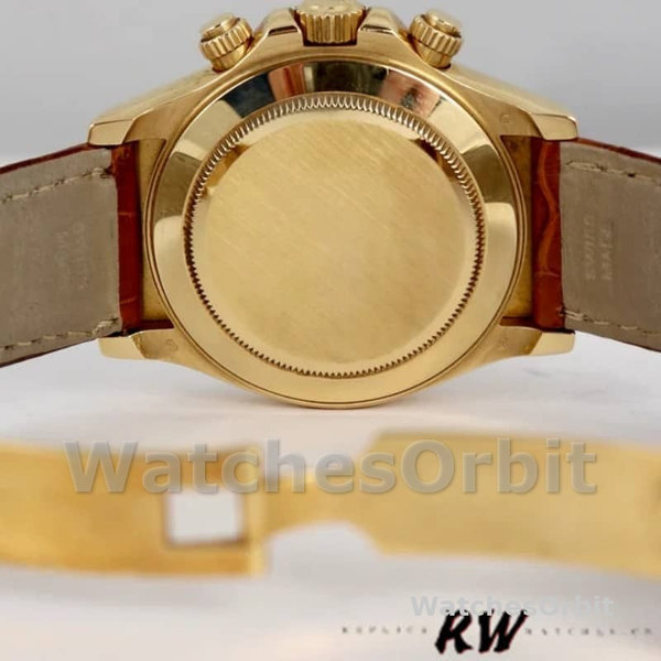 Mens Rolex Cosmograph Daytona 40mm Mens-116518-Brown Leather Strap Black Replica Image
