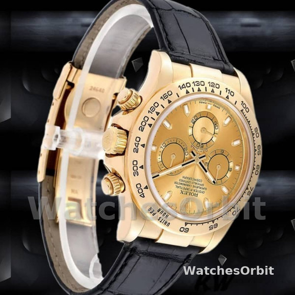 Replique Hommes Rolex Cosmograph Daytona 40mm Men's-116518-Champagne Dial-Yellow Gold Bezel Champagne